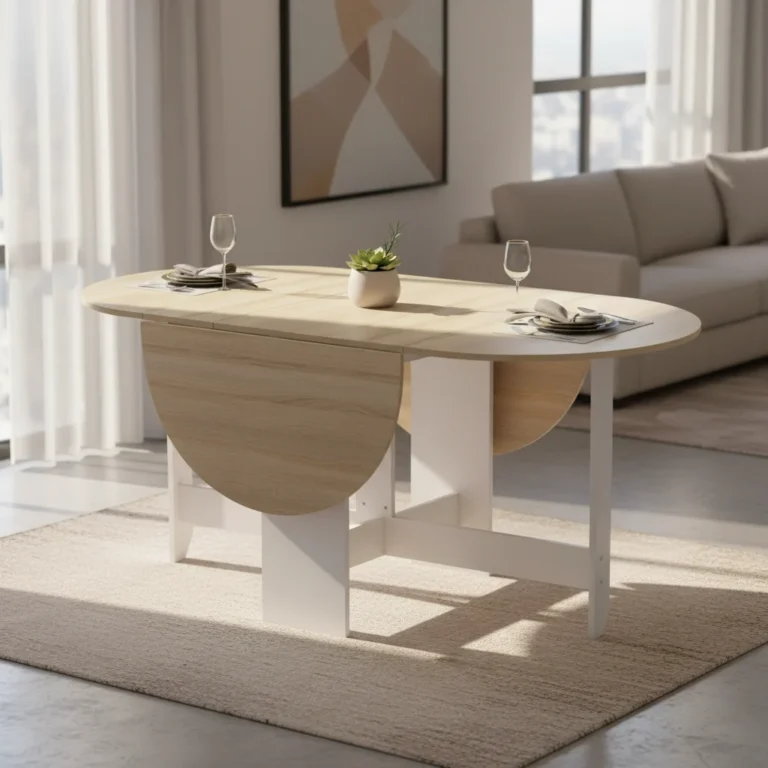 HOMCOM mesa ovalada con alas abatibles — 83A-116V80ND · Natural