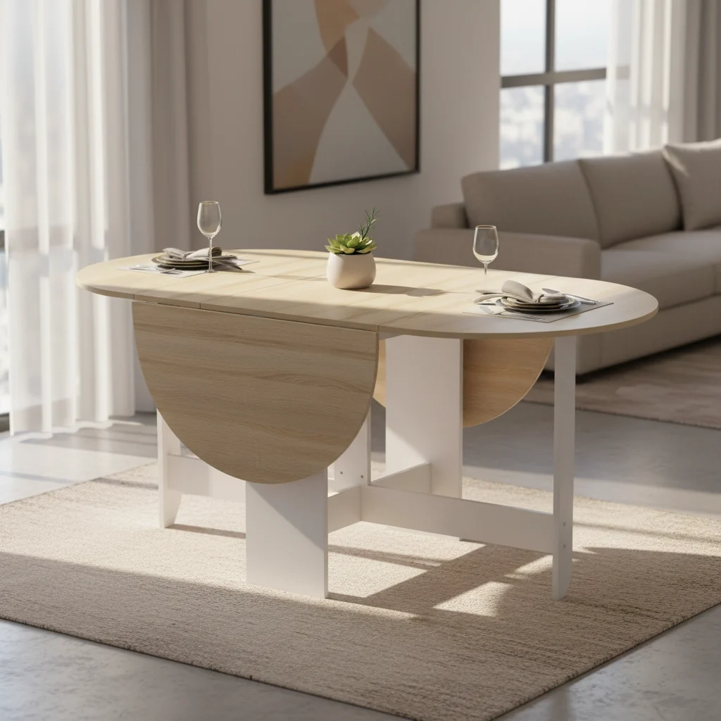 HOMCOM mesa ovalada con alas abatibles — 83A-116V80ND · Natural